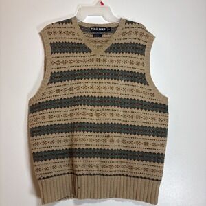 Vintage Polo Golf Ralph Lauren Fair Isle Wool Lambswool Sweater Vest Medium READ